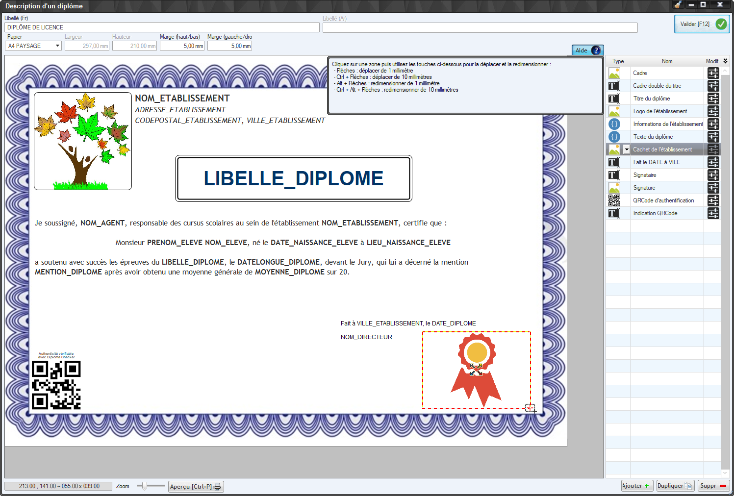 Description d'un diplôme