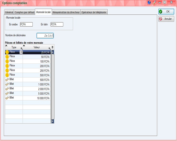 Options comptables